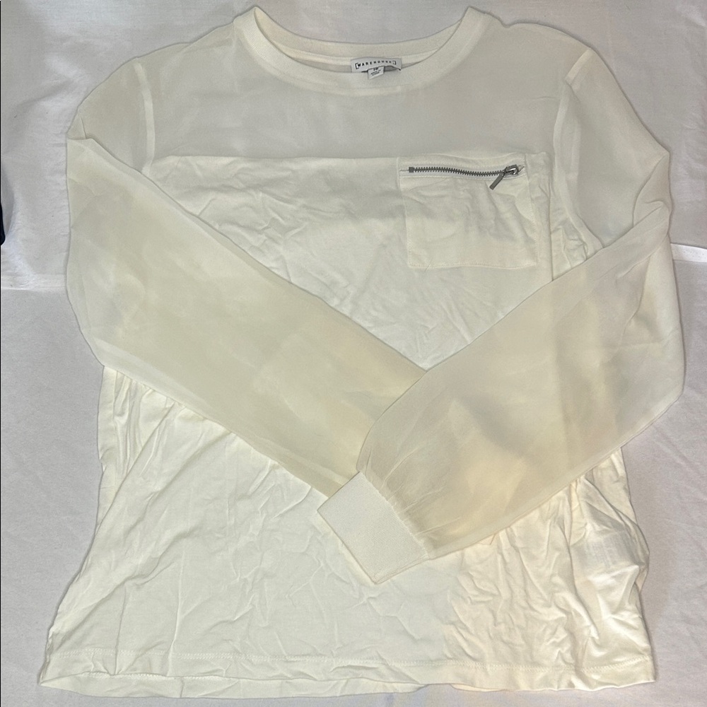 Warehouse Ivory Long Sleeve Blouse